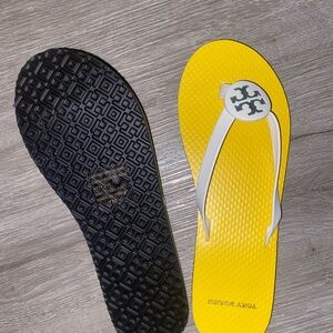 Tory Burch Yellow and White Sandals
